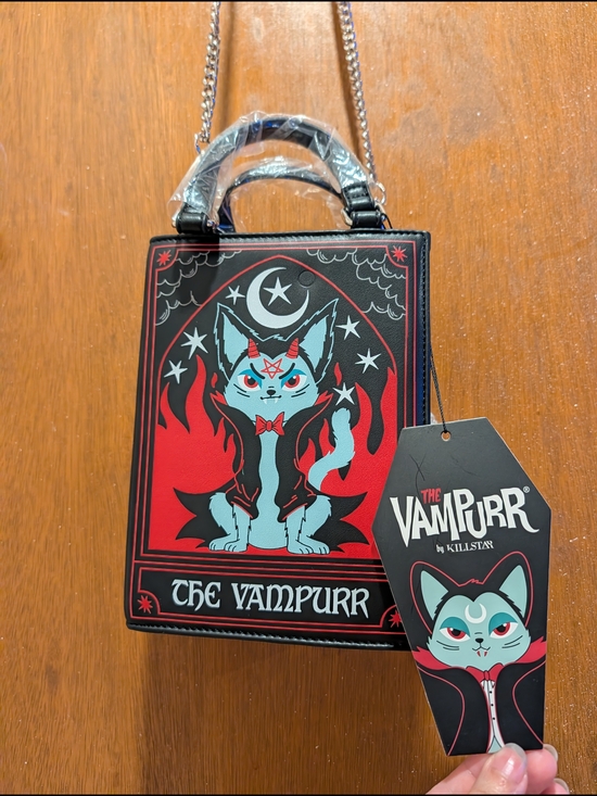 Killstar Handbags - Killstar Vampurr Book-Style Crossbody in Black with Teal & Red Accent